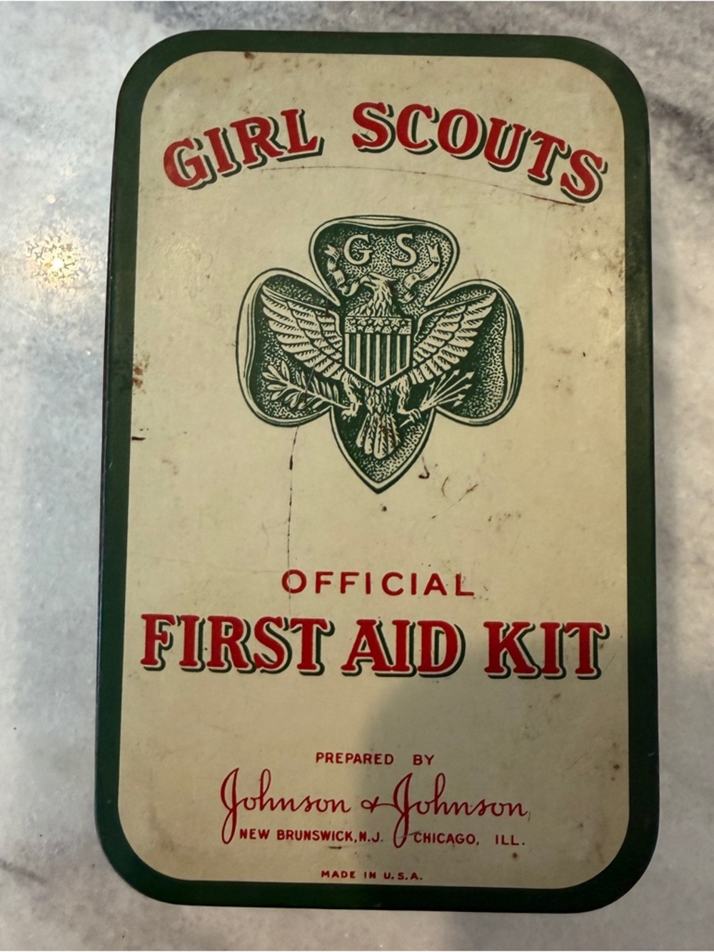 Vintage Girl Scouts Official First Aid Kit Johnson & Johnson with Guide 1950s